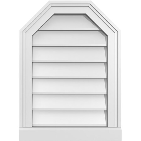 Ekena Millwork Octagonal Top Surface Mount PVC Gable Vent w/ 2"W x 2"P Brickmould Sill Frame, 16"W x 22"H GVPOT16X2203SN